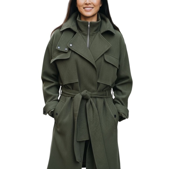 Marissa Webb Army Green Gabby Long Anorak Coat Small - Picture 1 of 4